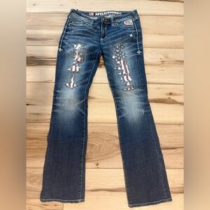 Women's vintage affliction, blue jeans